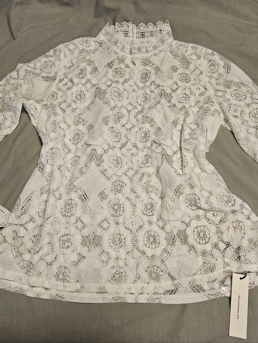 NWT Commense Semi-sheer Lace Embroidery Mock Neck Top *discontinued* - Picture 4 of 4